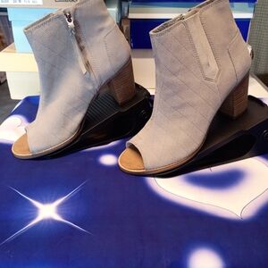 Casual Gray Peep-Toe Ankle Boots